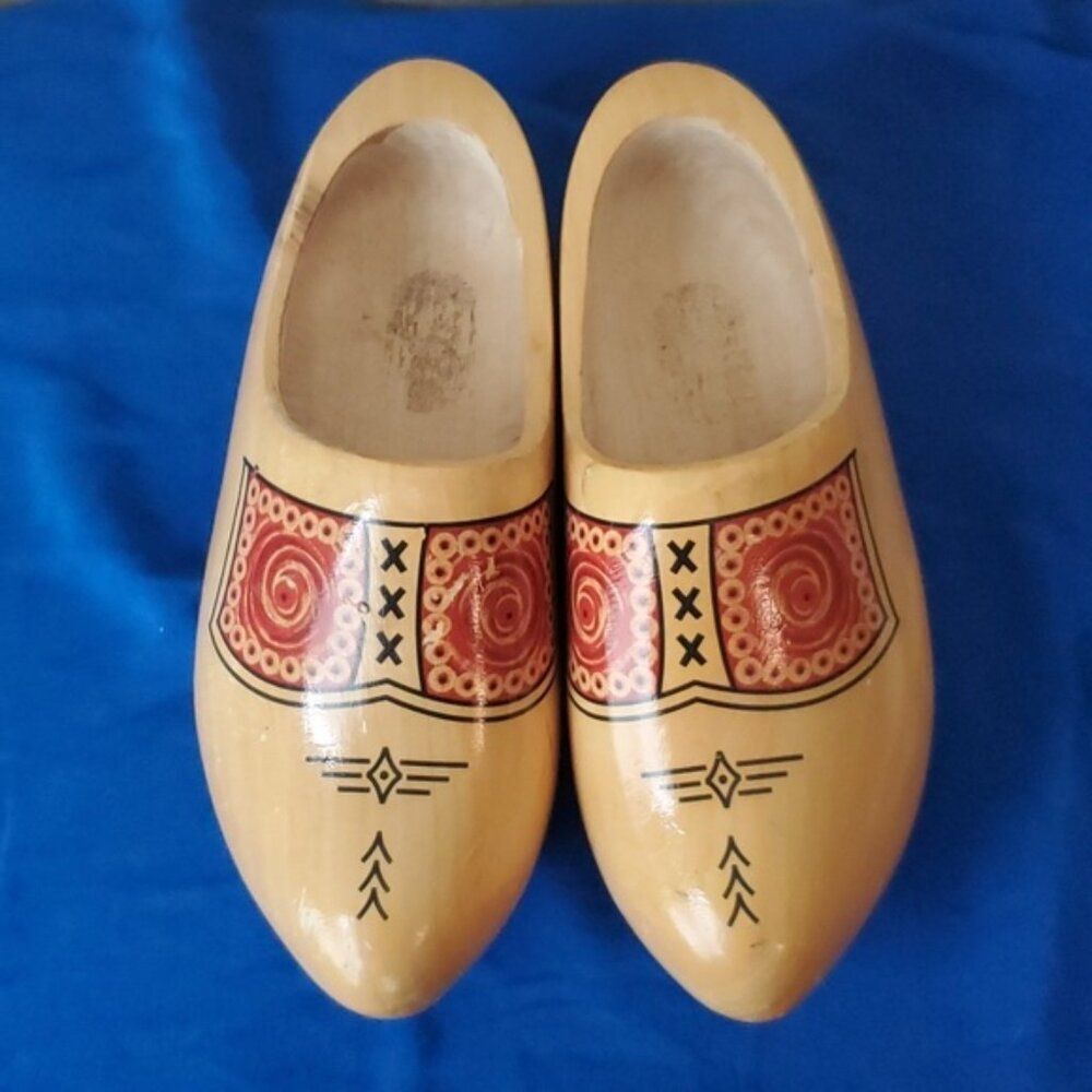 Vintage Dutch Wooden Clogs Authentic Klompen Made in Holland Hand Painted